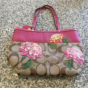 Coach floral pink purse